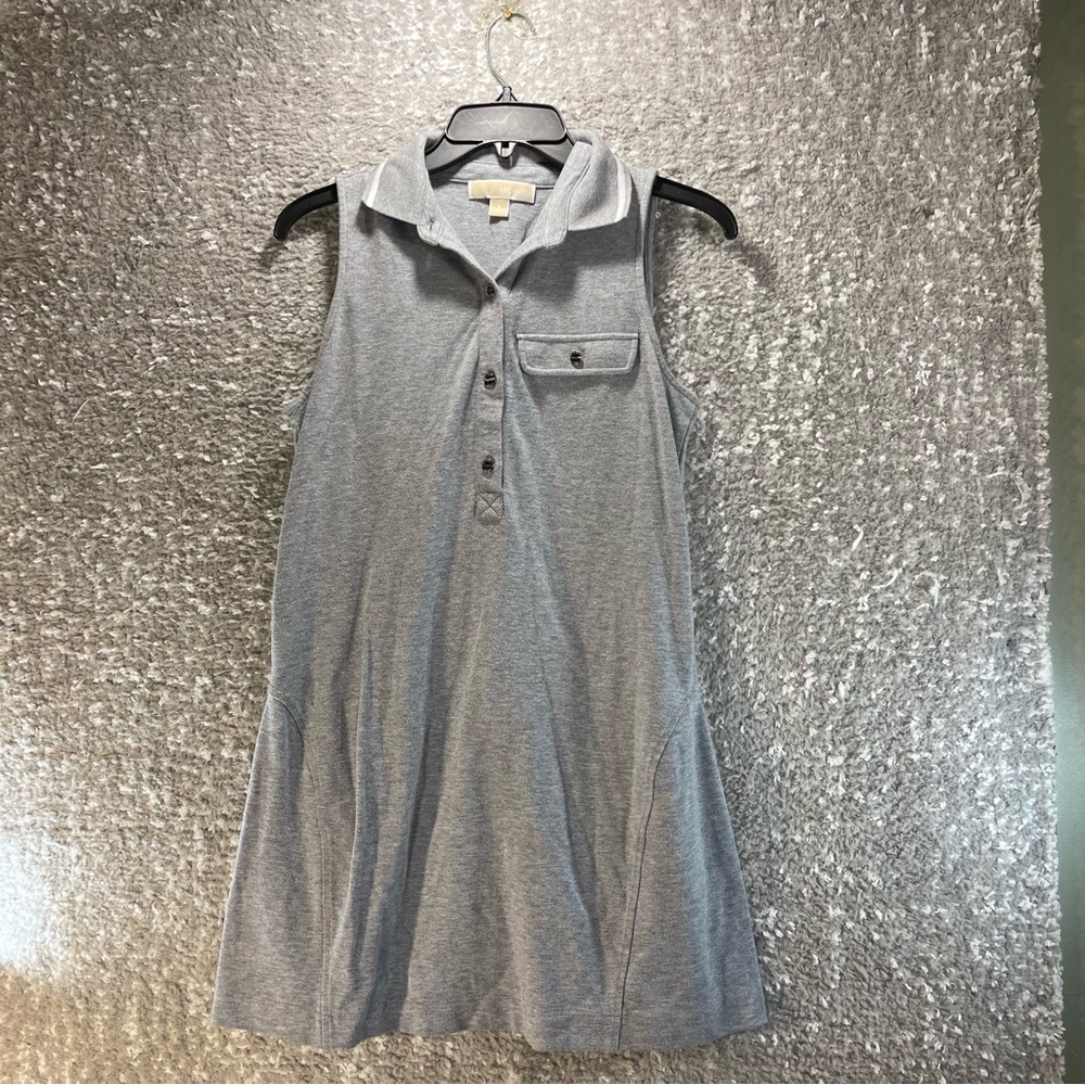 Michael Kors Women Gray Sleeveless Knit Polo Dress, Size Small Pocket‎ Logo